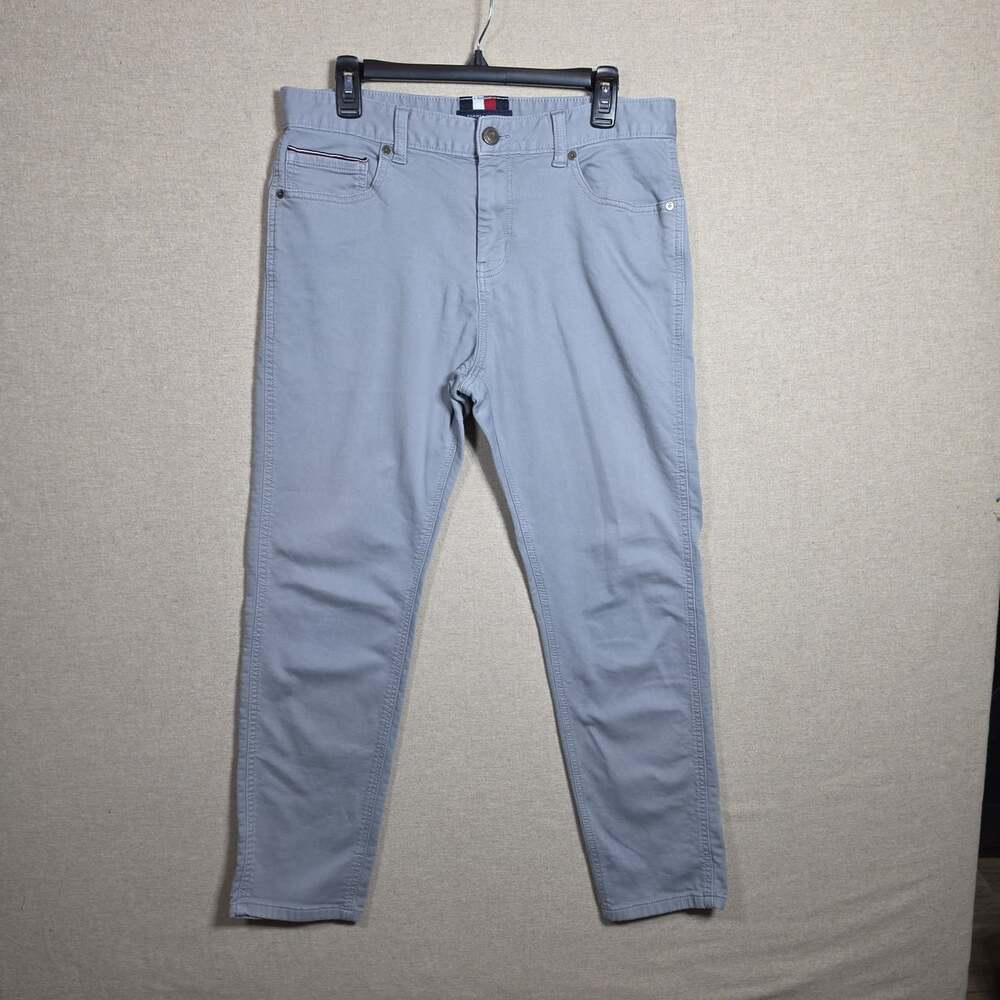 Tommy Hilfiger Custom Fit Chino Pants Mens Size 34x30 Gray Straight Leg Pockets